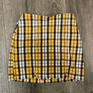 Hollister two slit skirt yellow plaid